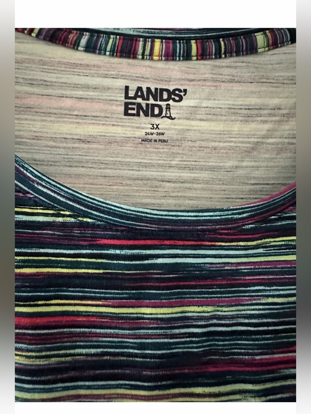 Lands' End Multicolor Striped Tank Top 3X NEW stretch  wicking UPF protection